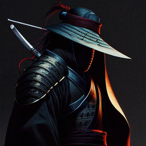 A stealthy looking warrior in samurai styled clothing