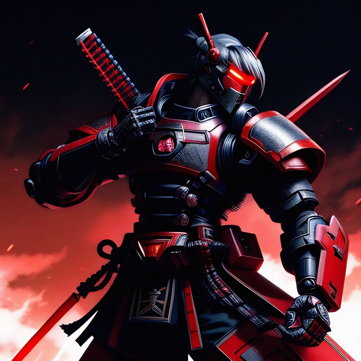 A samurai styled cyber warrior